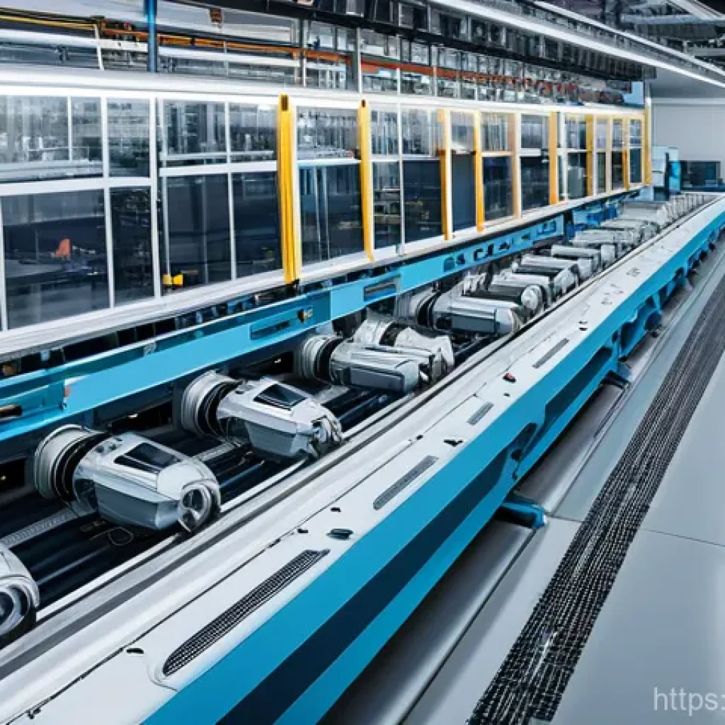 공장자동화로 인한 직업 변화 - **Prompt:** A futuristic, highly automated factory floor. Sleek, advanced robotic arms and machines ...