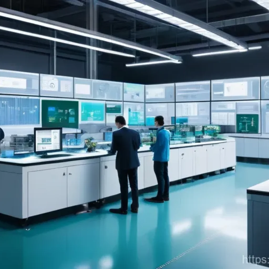 공장자동화 관련 정부 지원 사업 - A modern, brightly lit smart factory floor where several small and medium-sized enterprise (SME) own...