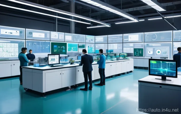 공장자동화 관련 정부 지원 사업 - A modern, brightly lit smart factory floor where several small and medium-sized enterprise (SME) own...