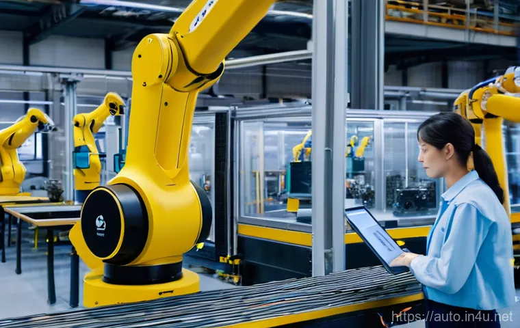 공장자동화 관련 정부 지원 사업 - A modern, brightly lit smart factory floor where several small and medium-sized enterprise (SME) own...