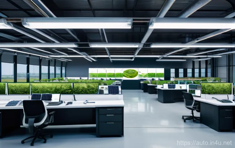 공장자동화 관련 정부 지원 사업 - A bustling factory floor showcasing a seamless integration of human workers and robots. In the foreg...